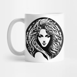 Woman's Face - Black and White Graphic Design Mug